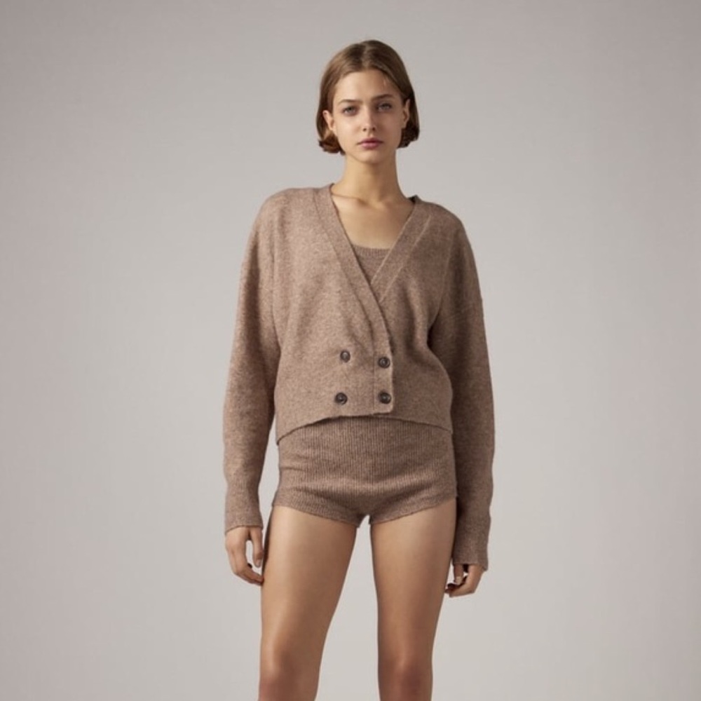 Zara Crossover Buttoned Wool Knit Cardigan - Picture 5 of 11